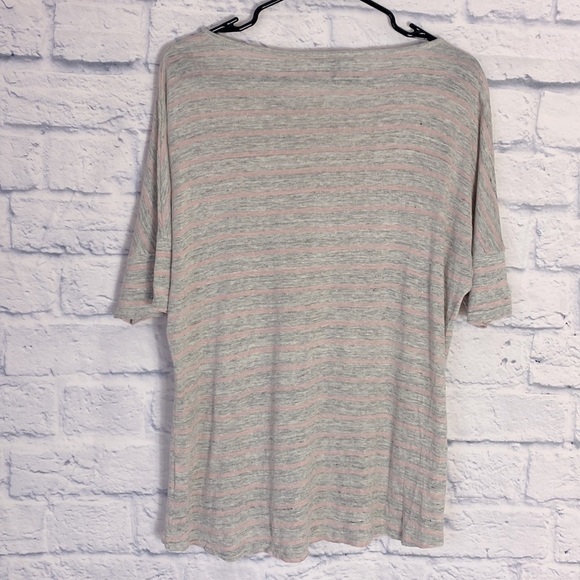 Vince gray pink striped oversized linen tee shirt small - Picture 4 of 7
